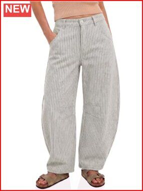 Women's High Waisted Barrel Leg Jeans Wide Leg Roll Up Hem Denim Pants